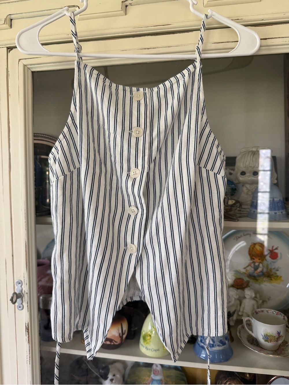 a new day White and Navy Striped Button-Back Cami